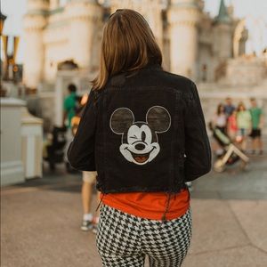 Distressed Black Mickey Jean Jacket